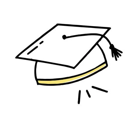 The graduate's hat is a clipart doodle. Vector illustration in line Stock Illustration
