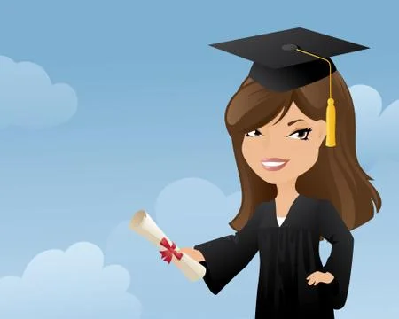 Graduating girl Stock Illustration