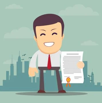 Graduating man with diploma Stock Illustration