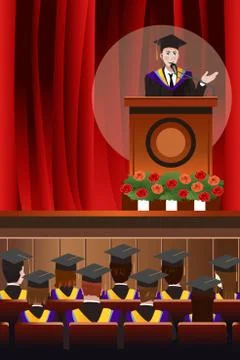 Graduating Man Giving a Speech Stock Illustration