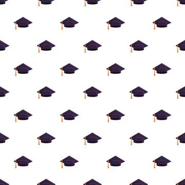 Graduation academic caps seamless pattern concept education Stock Illustration
