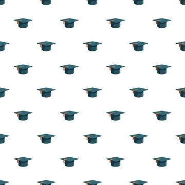 Graduation academic caps seamless pattern celebrating education achievement Stock Illustration