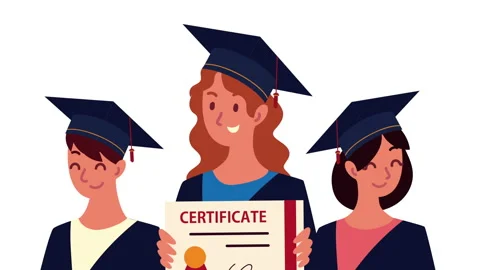 Graduation animation with graduates group Stock Footage 161533678