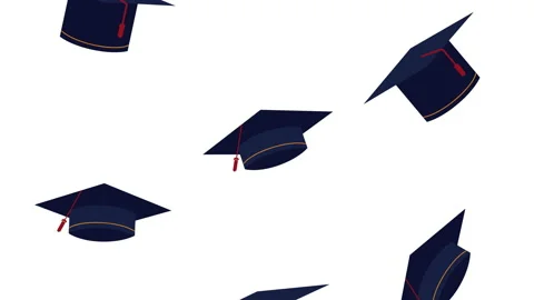 Graduation animation with hats pattern Stock Footage 161532863