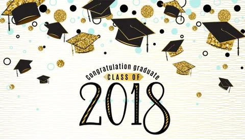 Graduation background class of 2018 with graduate cap Stock Illustration