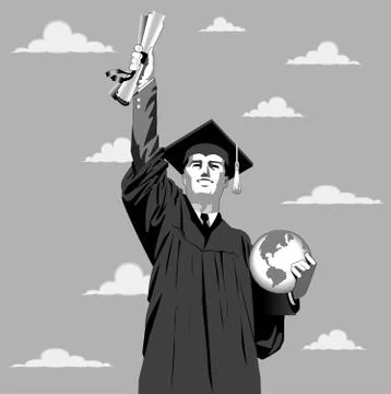 Graduation Boy Stock Illustration