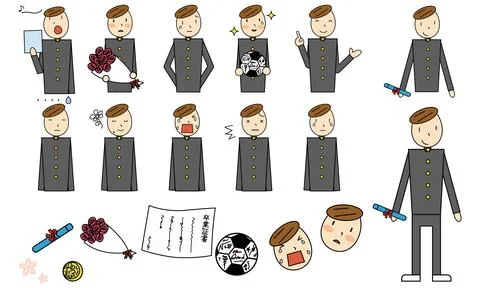 Graduation boy pattern, drawing by analog taste Stock Illustration