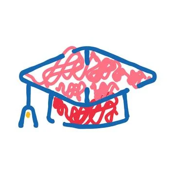Graduation cap with abstract lines representing thinking brain Stock Illustration