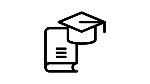 Graduation cap and book icon representing academic achievement and learning. Stock Footage 334998310