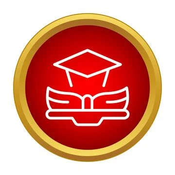 Graduation cap and book icon for education and learning Stock Illustration