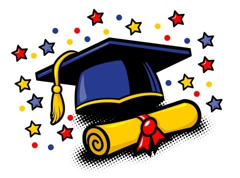 Graduation cap and certificate scroll Stock Illustration