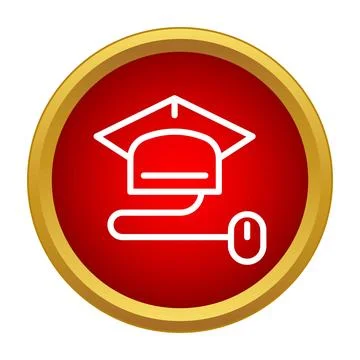 Graduation cap and computer mouse for online education Stock Illustration