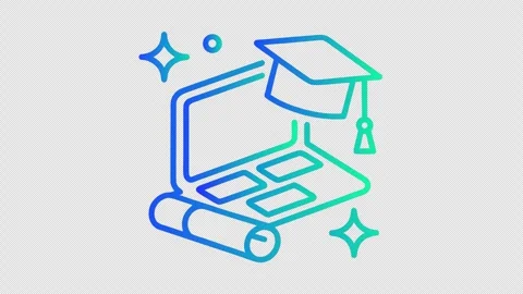 Graduation Cap and Diploma Outline Animation on Transparent Background Stock Footage 337651073