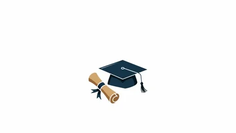Graduation Cap and Diploma Scroll Icon Animation Stock Footage 335350834