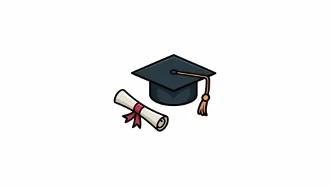 Graduation Cap and Diploma Scroll Animated Illustration Stock Footage 339057428