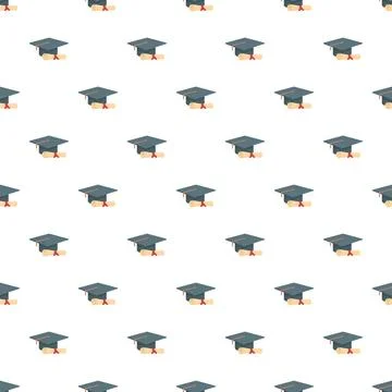 Graduation cap and diploma scroll uniform pattern Stock Illustration
