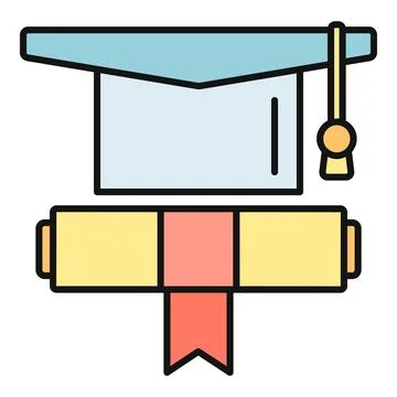 Graduation cap and diploma scroll celebrating academic success Stock Illustration