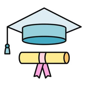 Graduation cap and diploma scroll icon representing education Ilustración de archivo