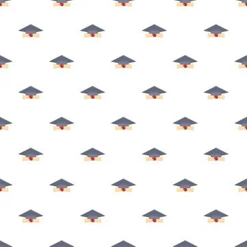 Graduation cap and diploma scroll seamless pattern Stock Illustration