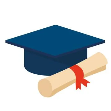 Graduation Cap and Diploma on a Table for a Ceremony Celebration in a Schoo.. Stock Illustration