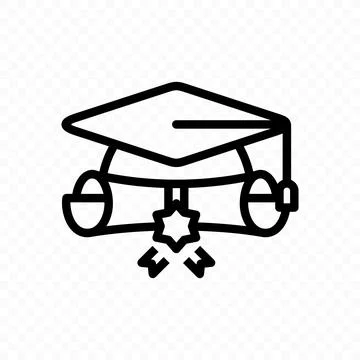 Graduation cap and diploma vector line design Stock Illustration