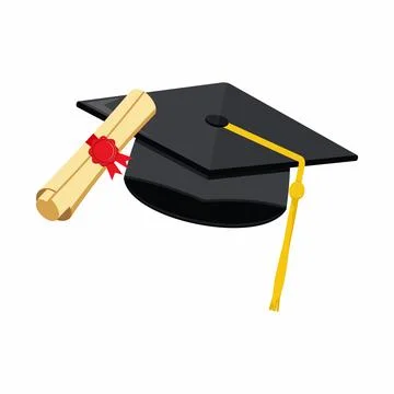 Graduation Cap and Diploma Vector Illustration. Education icon vector Stock Illustration