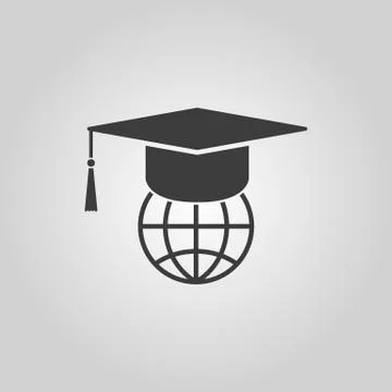 The graduation cap and globe icon Stock Illustration