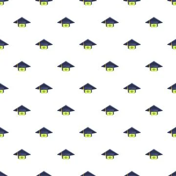 Graduation cap and money pattern representing education costs Stock Illustration