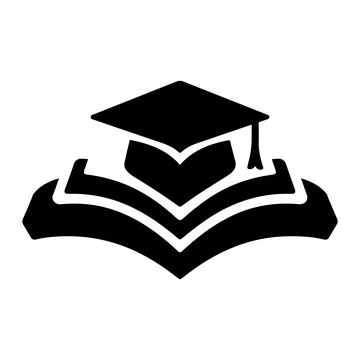 Graduation Cap and Open Book Icon for Education and Academic Success Stock Illustration