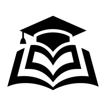 Graduation Cap and Open Book Icon for Education and Academic Success Stock Illustration