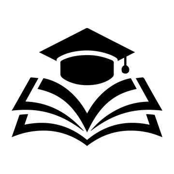 Graduation Cap and Open Book Icon for Education and Academic Success Stock Illustration
