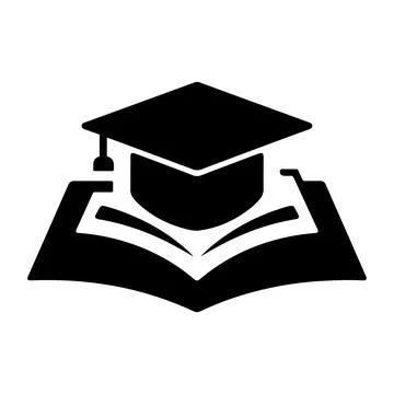 Graduation Cap and Open Book Icon for Education and Academic Success Stock Illustration
