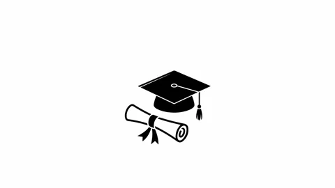 Graduation Cap and Scroll Ribbon Icon Animation Isolated on White Background 動画素材 338189759
