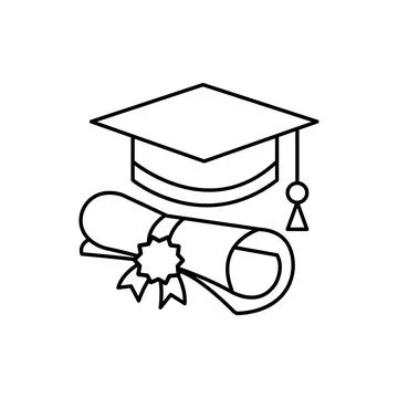 Graduation cap and scroll simple icon vector illustration Stock Illustration
