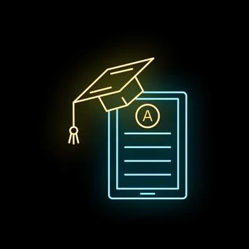 Graduation cap and tablet showing a good grade for e learning Stock Illustration
