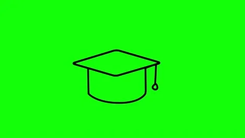 Graduation cap animating itself in on green screen background Stock Footage