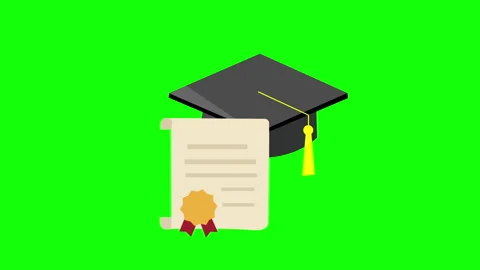 Graduation Cap Animation on Green Screen Vídeo Stock 335180909