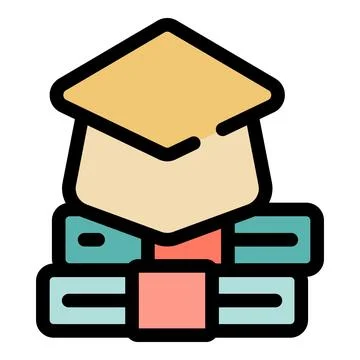 Graduation cap balancing on stack of books symbolizing education and knowledg Stock Illustration