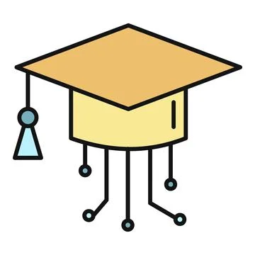 Graduation cap becoming digital circuit for e learning Illustrazione stock