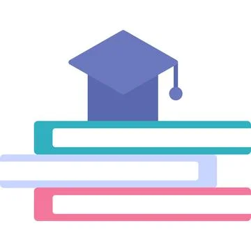 Graduation cap on book stack vector icon isolated Stock Illustration