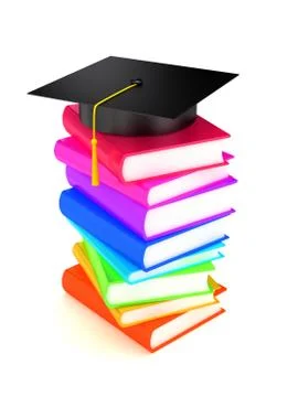 Graduation cap on books Stock Illustration