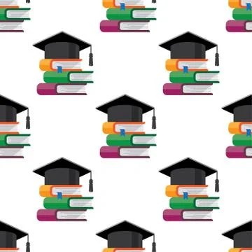 Graduation cap with books Stock Illustration