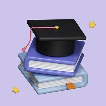 Graduation cap on books stack. Education concept. Back to school. University Stock Illustration
