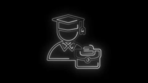 Graduation Cap Briefcase Icon Neon Glow Abstract Symbol Represents Education Stock Footage 333959366
