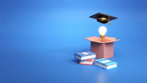 Graduation Cap on a Cardboard Box Stock Footage 243243275