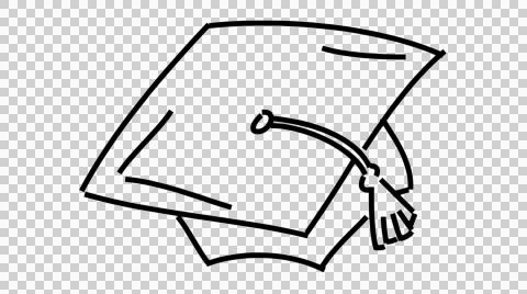 Graduation cap cartoon hand drawn illustration animation sketch with transparent Stock Footage 43662356