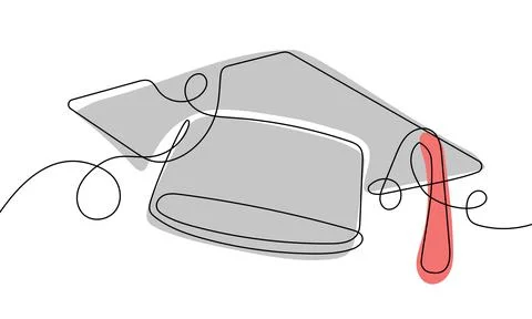 Graduation cap celebrating continuous one line drawing vector Stock Illustration