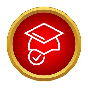 Graduation cap with checkmark inside learning success icon Stock Illustration