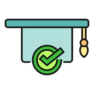 Graduation cap with checkmark symbolizing academic achievement Stock Illustration