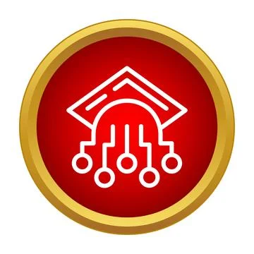 Graduation cap with circuit board lines symbolizing education technology Stock-Illustration